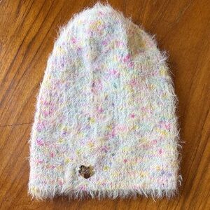 Betsey Johnson Fuzzy Knit Beanie Pastel Speckled One Size Cozy Soft Hat